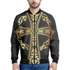 Ornamental Golden Cross Print Men's Bomber Jacket