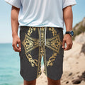 Ornamental Golden Cross Print Men's Cargo Shorts