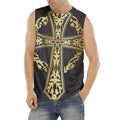 Ornamental Golden Cross Print Men's Fitness Tank Top