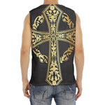 Ornamental Golden Cross Print Men's Fitness Tank Top