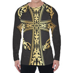 Ornamental Golden Cross Print Men's Long Sleeve T-Shirt