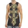 Ornamental Golden Cross Print Men's Muscle Tank Top