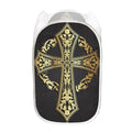 Ornamental Golden Cross Print Mesh Laundry Hamper