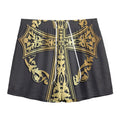 Ornamental Golden Cross Print Mesh Shorts