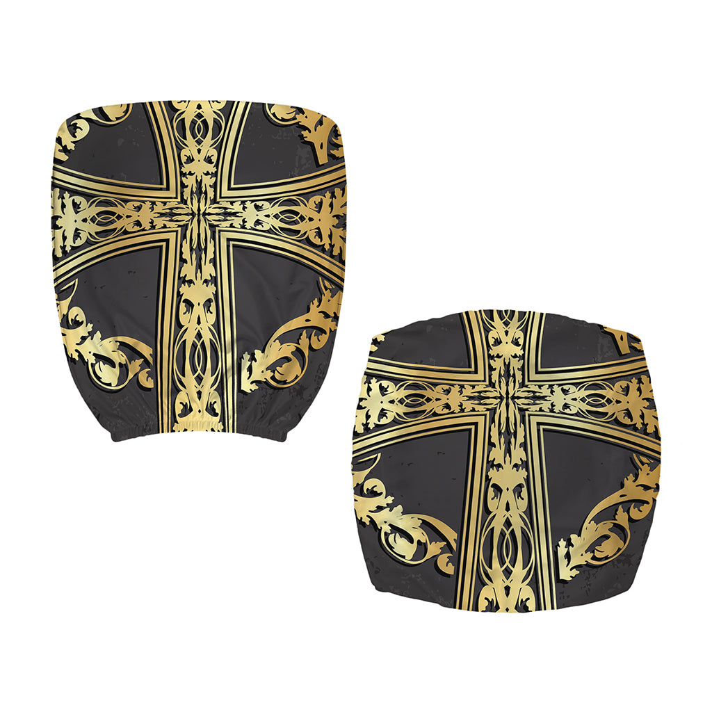 Ornamental Golden Cross Print Office Chair Cover