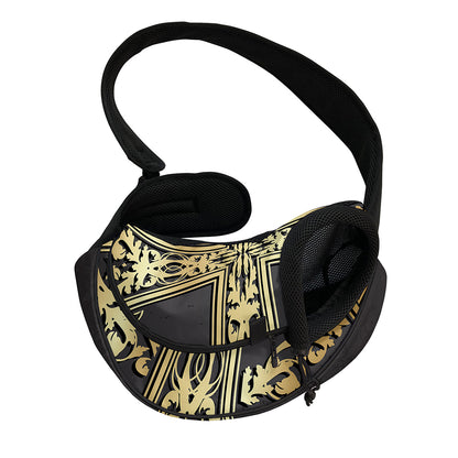 Ornamental Golden Cross Print Pet Sling Carrier