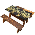 Ornamental Golden Cross Print Picnic Table Cover