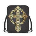 Ornamental Golden Cross Print Rectangular Crossbody Bag