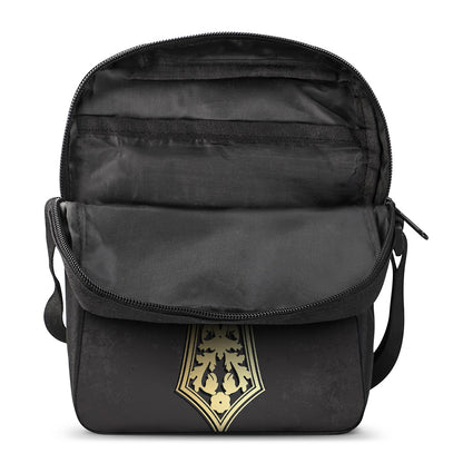 Ornamental Golden Cross Print Rectangular Crossbody Bag