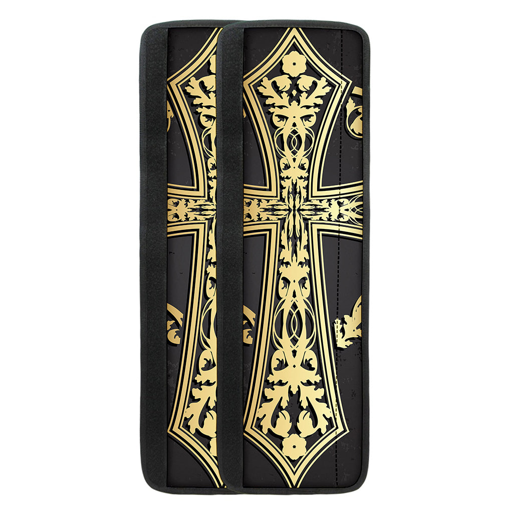 Ornamental Golden Cross Print Refrigerator Handle Covers