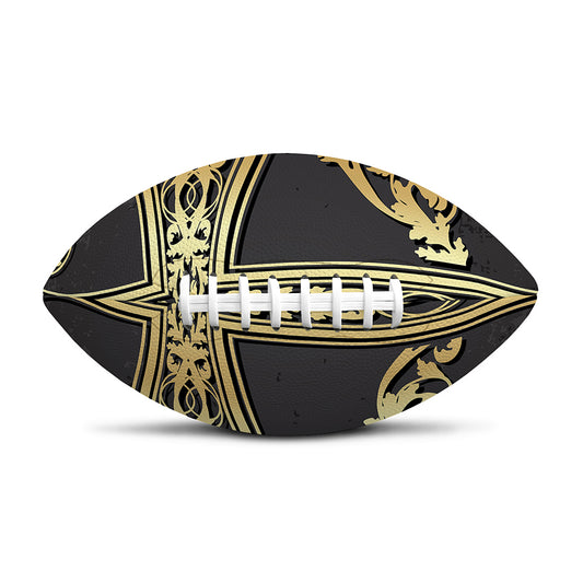 Ornamental Golden Cross Print Rugby Ball