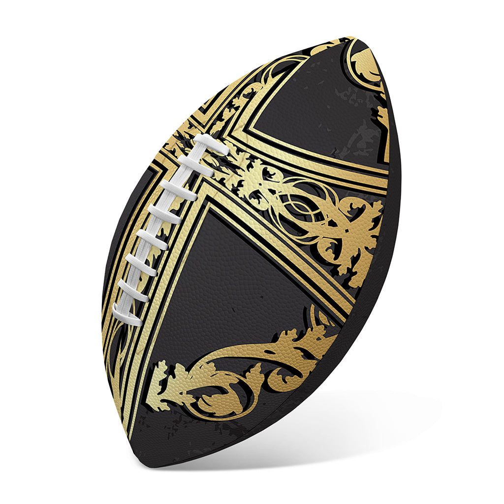 Ornamental Golden Cross Print Rugby Ball