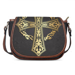 Ornamental Golden Cross Print Saddle Bag