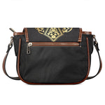 Ornamental Golden Cross Print Saddle Bag