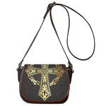 Ornamental Golden Cross Print Saddle Bag