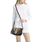 Ornamental Golden Cross Print Saddle Bag