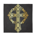 Ornamental Golden Cross Print Silk Bandana