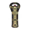 Ornamental Golden Cross Print Single Neoprene Wine Tote