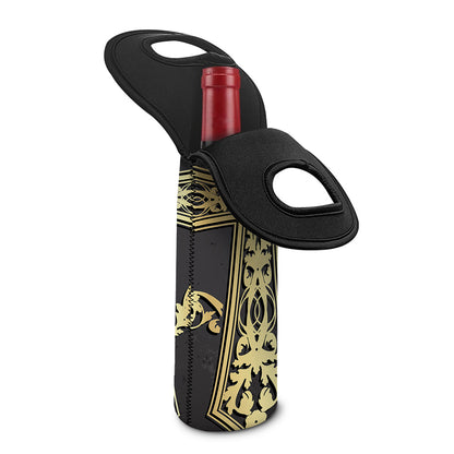 Ornamental Golden Cross Print Single Neoprene Wine Tote
