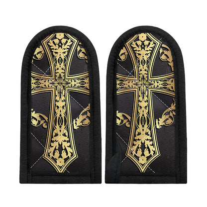 Ornamental Golden Cross Print Skillet Handle Cover