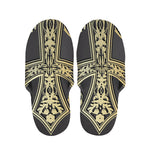 Ornamental Golden Cross Print Slippers