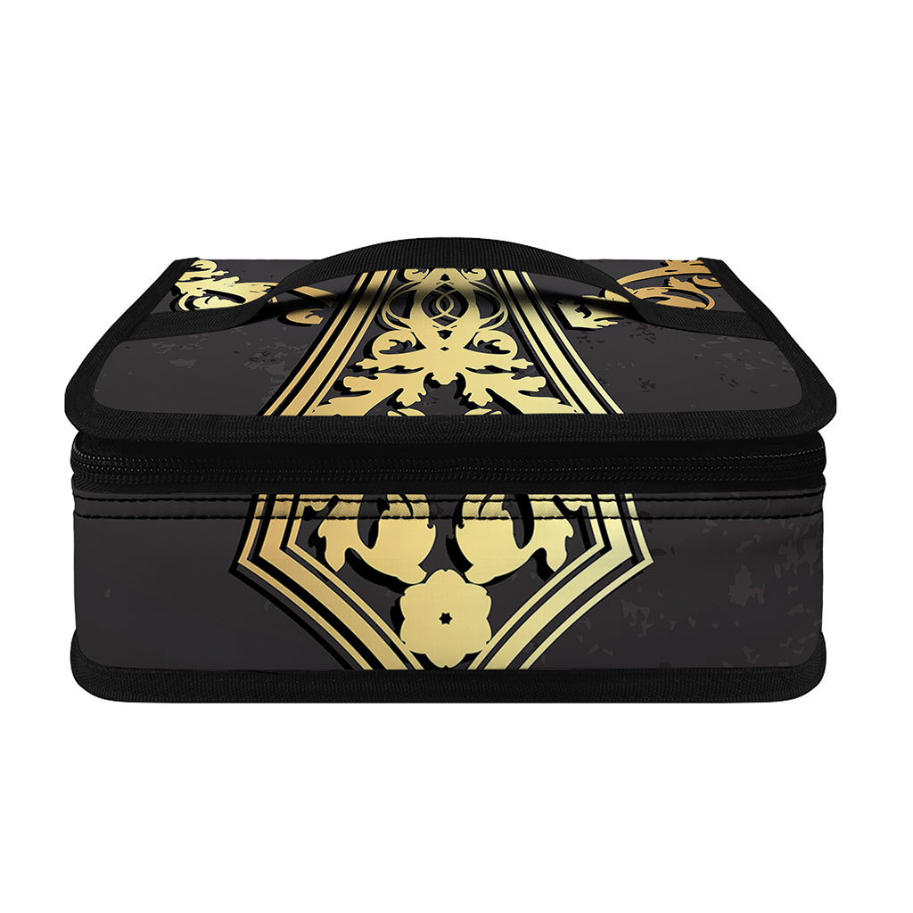 Ornamental Golden Cross Print Small Lunch Bag