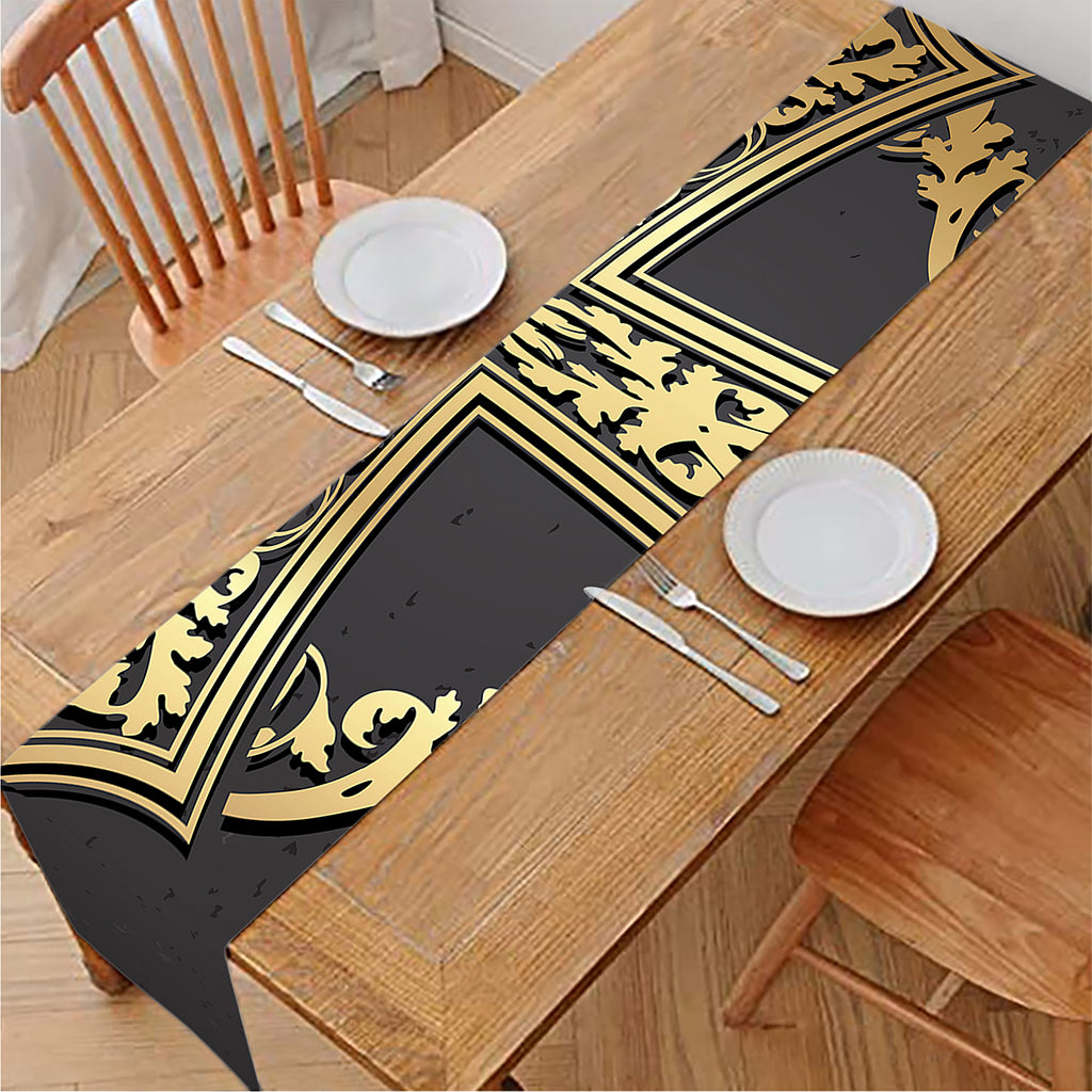 Ornamental Golden Cross Print Table Runner