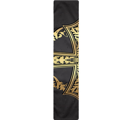 Ornamental Golden Cross Print Table Runner