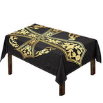 Ornamental Golden Cross Print Tablecloth