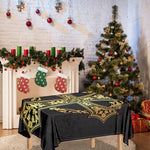 Ornamental Golden Cross Print Tablecloth