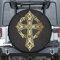 Ornamental Golden Cross Print Tire Cover