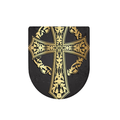 Ornamental Golden Cross Print Toilet Lid Cover