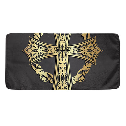 Ornamental Golden Cross Print Towel