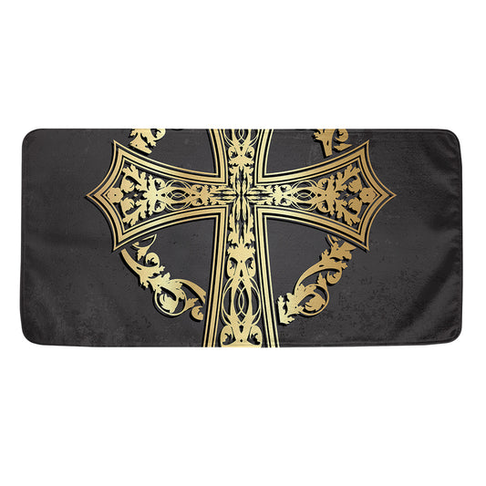 Ornamental Golden Cross Print Towel