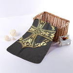 Ornamental Golden Cross Print Towel