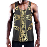 Ornamental Golden Cross Print Training Tank Top