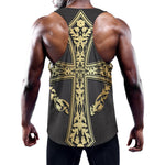 Ornamental Golden Cross Print Training Tank Top