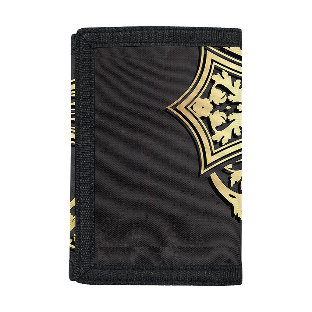 Ornamental Golden Cross Print Trifold Wallet