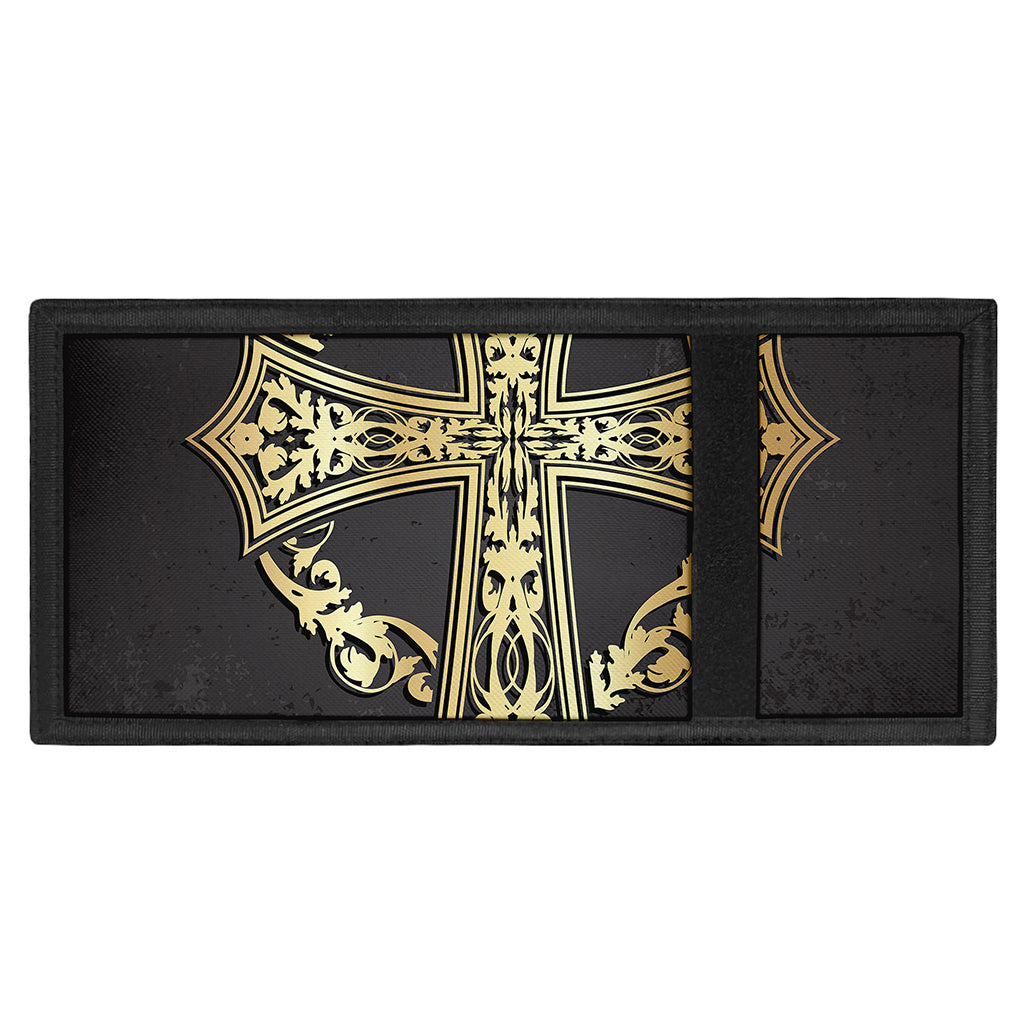 Ornamental Golden Cross Print Trifold Wallet