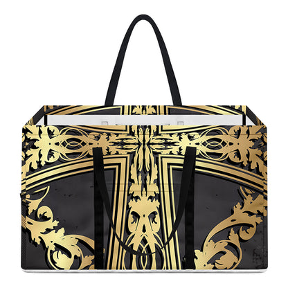 Ornamental Golden Cross Print Utility Tote Bag