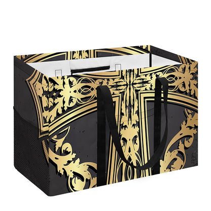 Ornamental Golden Cross Print Utility Tote Bag