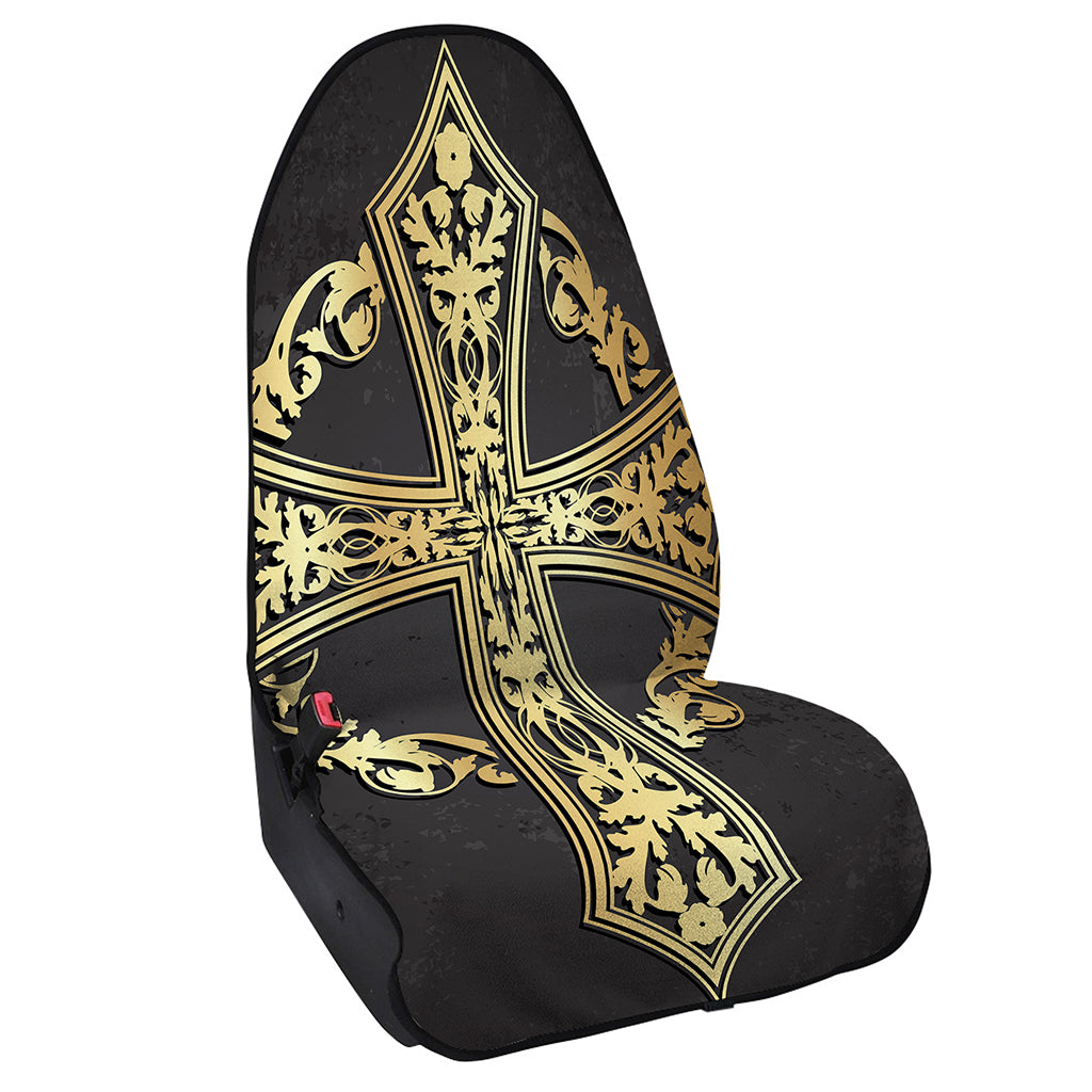 Ornamental Golden Cross Print Waterproof Car Seat Cover