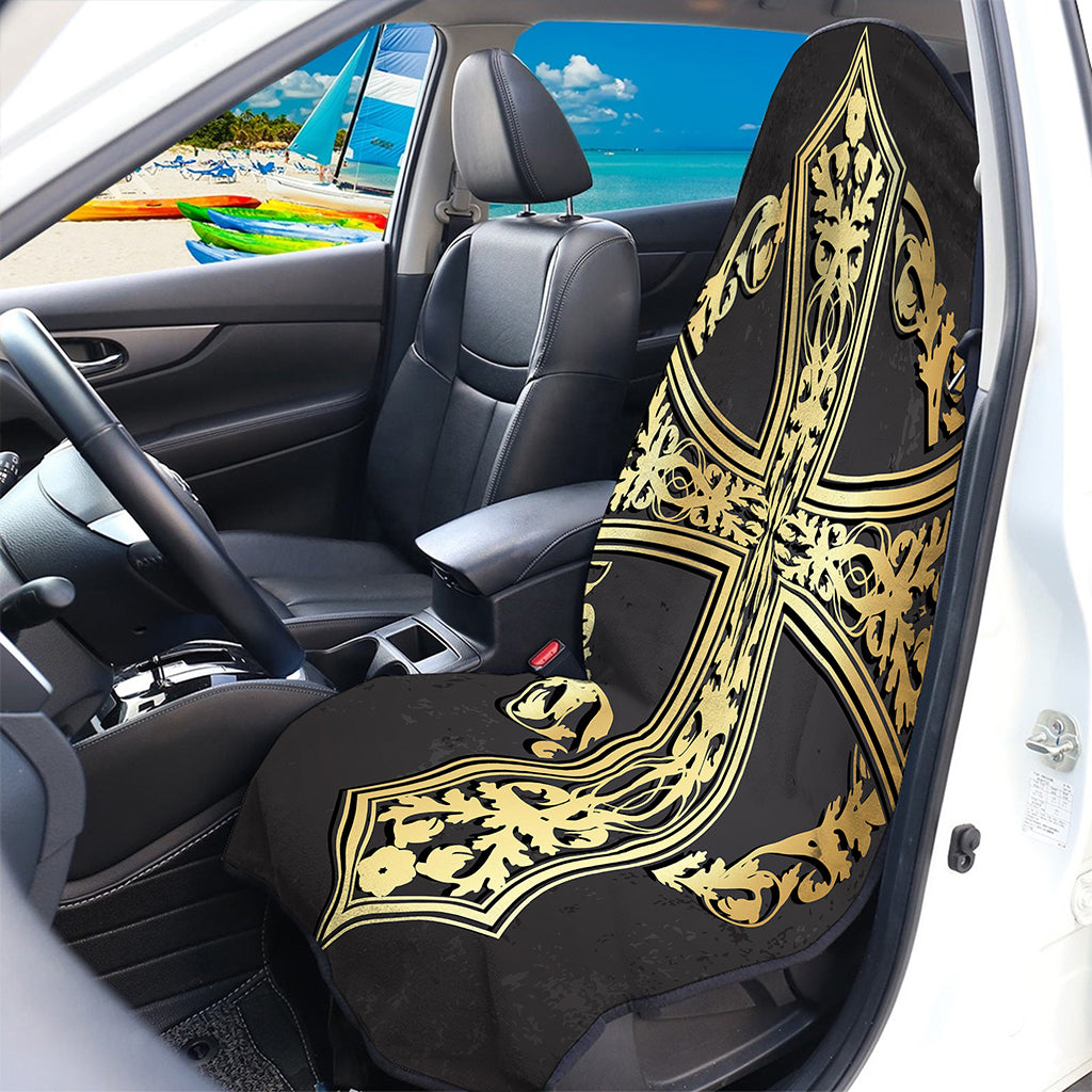 Ornamental Golden Cross Print Waterproof Car Seat Cover