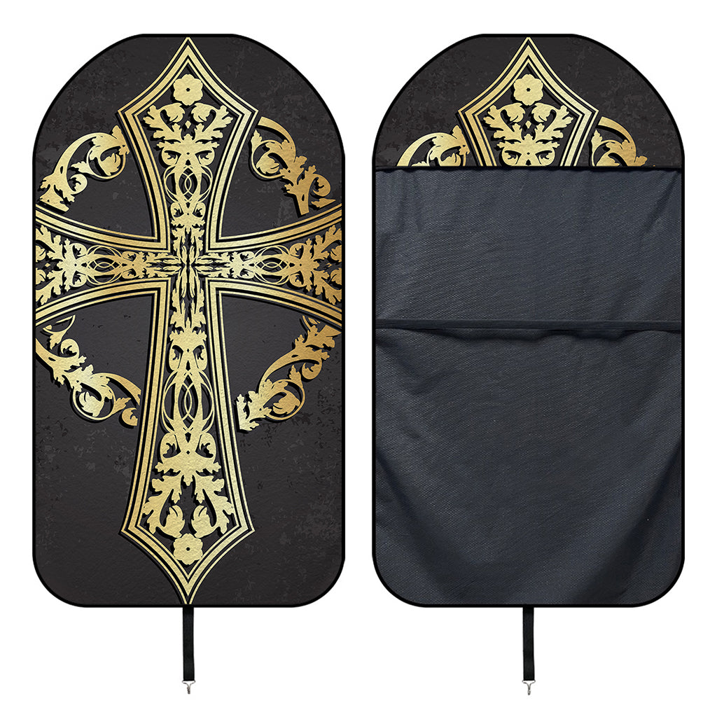 Ornamental Golden Cross Print Waterproof Car Seat Cover