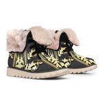 Ornamental Golden Cross Print Winter Boots