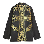 Ornamental Golden Cross Print Women's Blazer