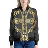 Ornamental Golden Cross Print Women's Bomber Jacket