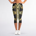 Ornamental Golden Cross Print Women's Capri Leggings