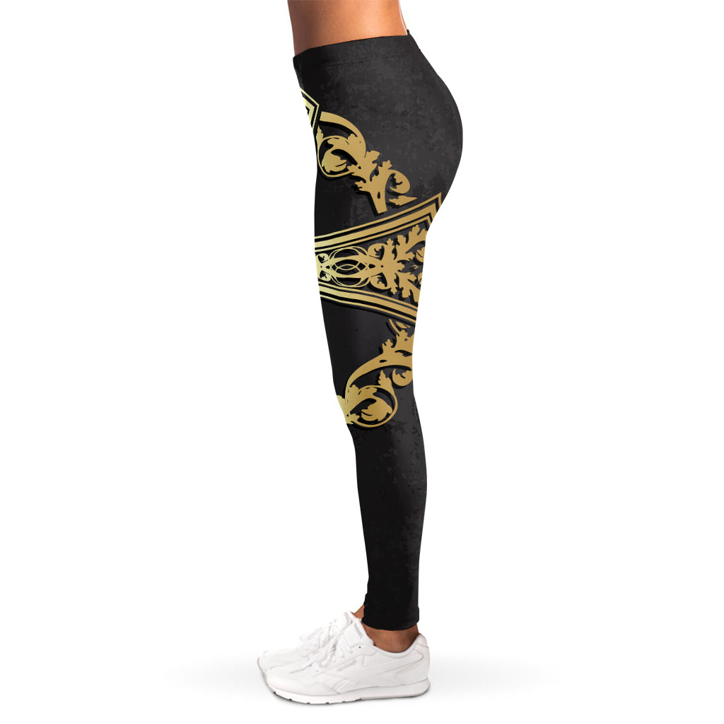 Ornamental Golden Cross Print Women's Leggings