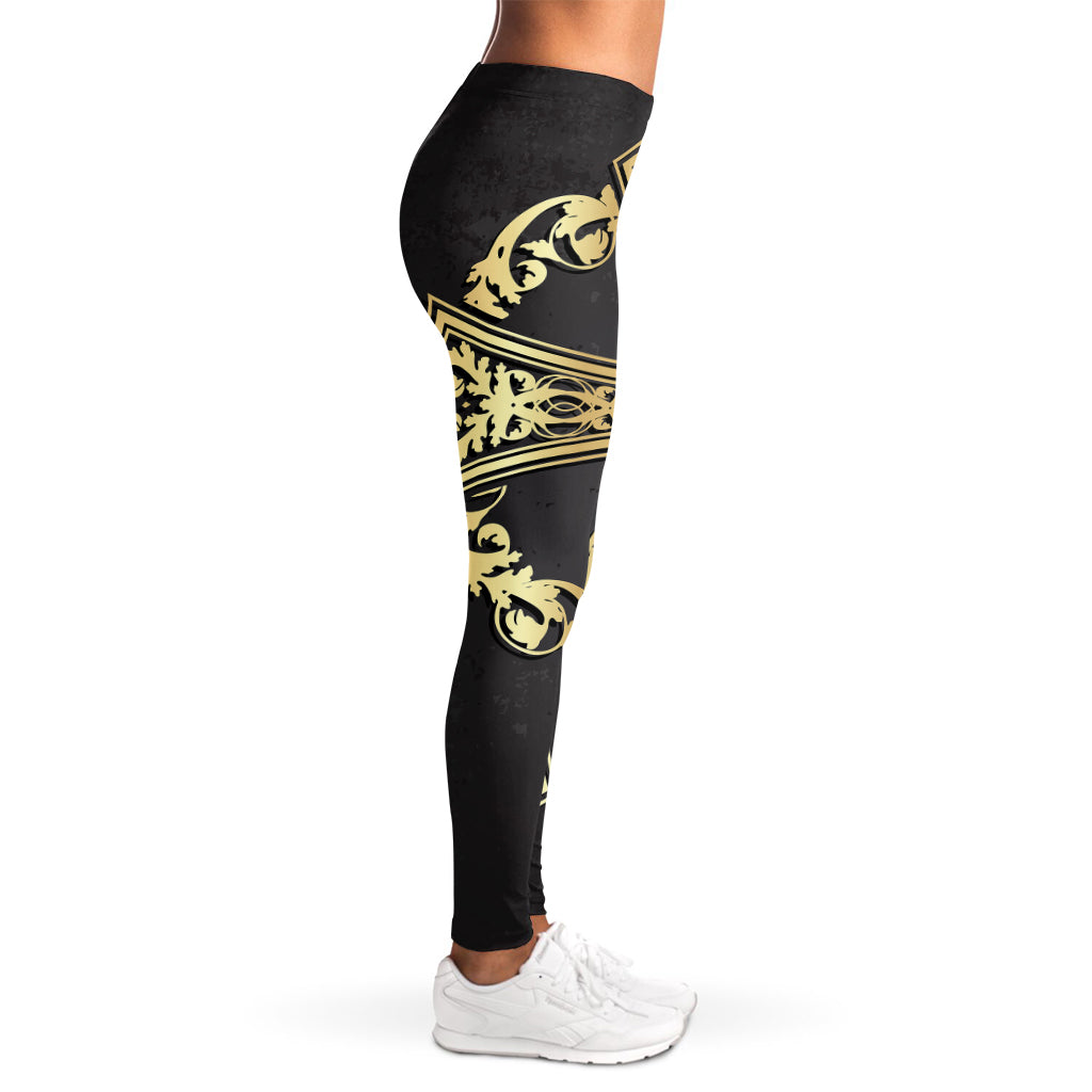Ornamental Golden Cross Print Women's Leggings